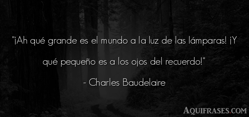 Frase del medio ambiente  de Charles Baudelaire. ¡Ah qué grande es el mundo