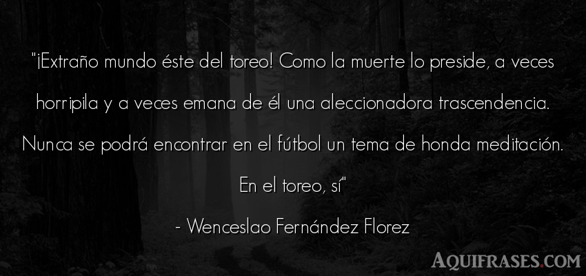 Frase de fútbol,  del medio ambiente,  de muerte,  deportiva  de Wenceslao Fernández Florez. ¡Extraño mundo éste del 