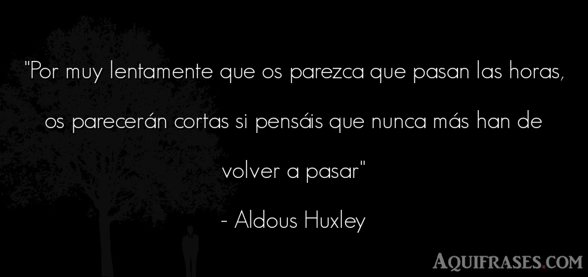 Frase motivadora,  de autoestima  de Aldous Huxley. Por muy lentamente que os 