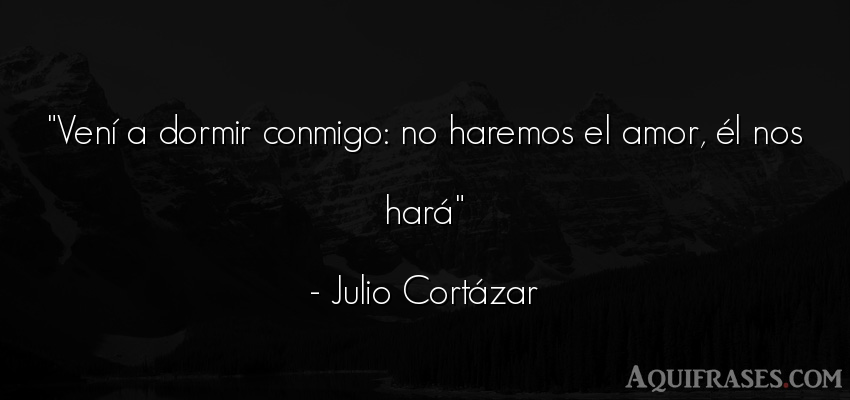 Frase de amor,  de amor corta  de Julio Cortázar. Vení a dormir conmigo: no 