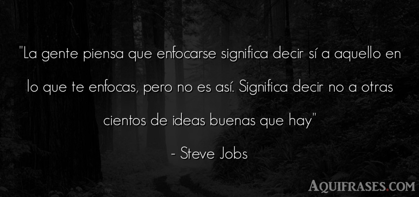 Frase sabia  de Steve Jobs. La gente piensa que 
