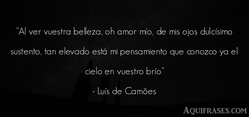 Frase de amor  de Luís de Camões. Al ver vuestra belleza, oh 