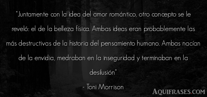 Frase de amor,  de belleza  de Toni Morrison. Juntamente con la idea del 