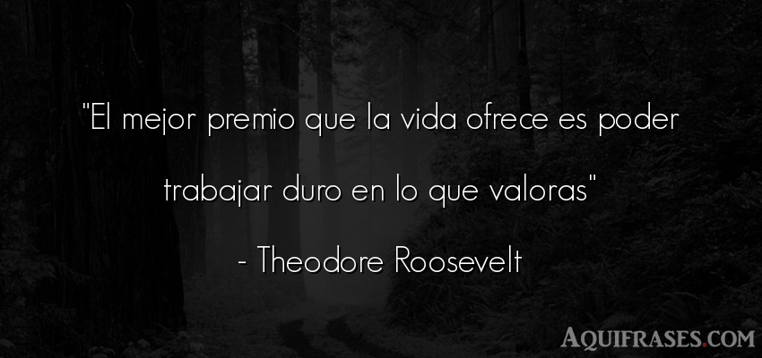 Frase de la vida  de Theodore Roosevelt. El mejor premio que la vida 