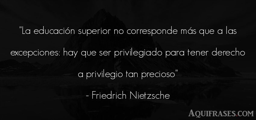 Frase filosófica  de Friedrich Nietzsche. La educación superior no 