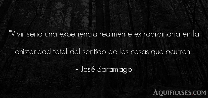 Frase de la vida  de José Saramago. Vivir sería una experiencia