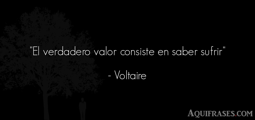 Frase sabia,  sabias corta  de Voltaire. El verdadero valor consiste 