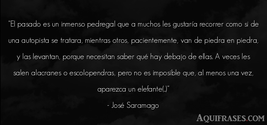 Frase sabia  de José Saramago. El pasado es un inmenso 