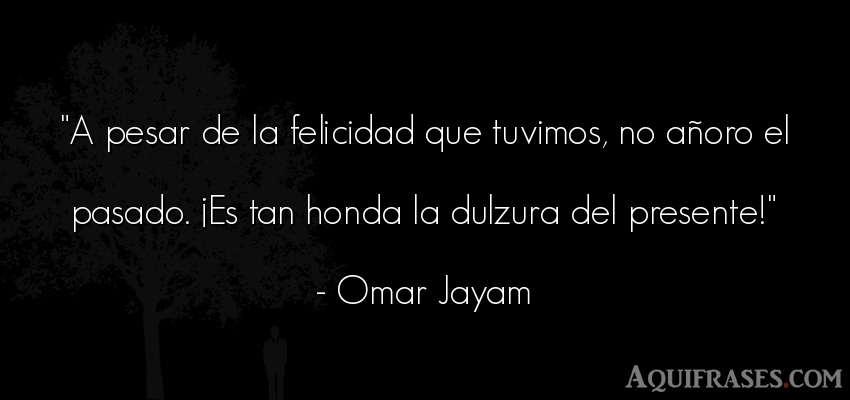 Frase de felicidad  de Omar Jayam. A pesar de la felicidad que 