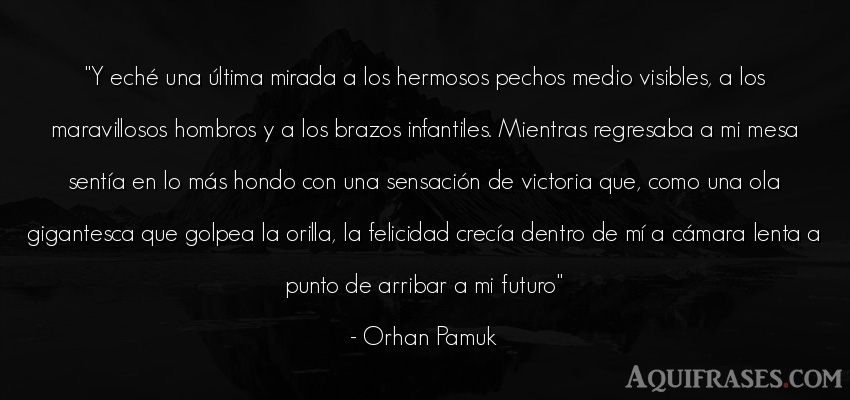 Frase de felicidad  de Orhan Pamuk. Y eché una última mirada a
