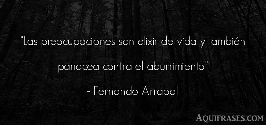 Frase de la vida  de Fernando Arrabal. Las preocupaciones son 