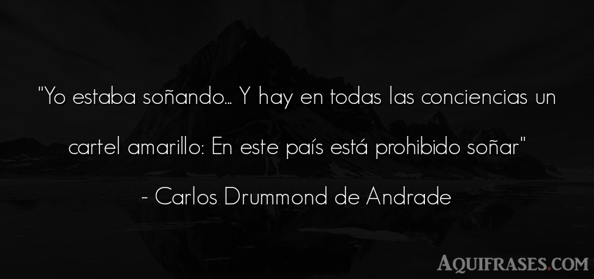 Frase de política  de Carlos Drummond de Andrade. Yo estaba soñando... Y hay 